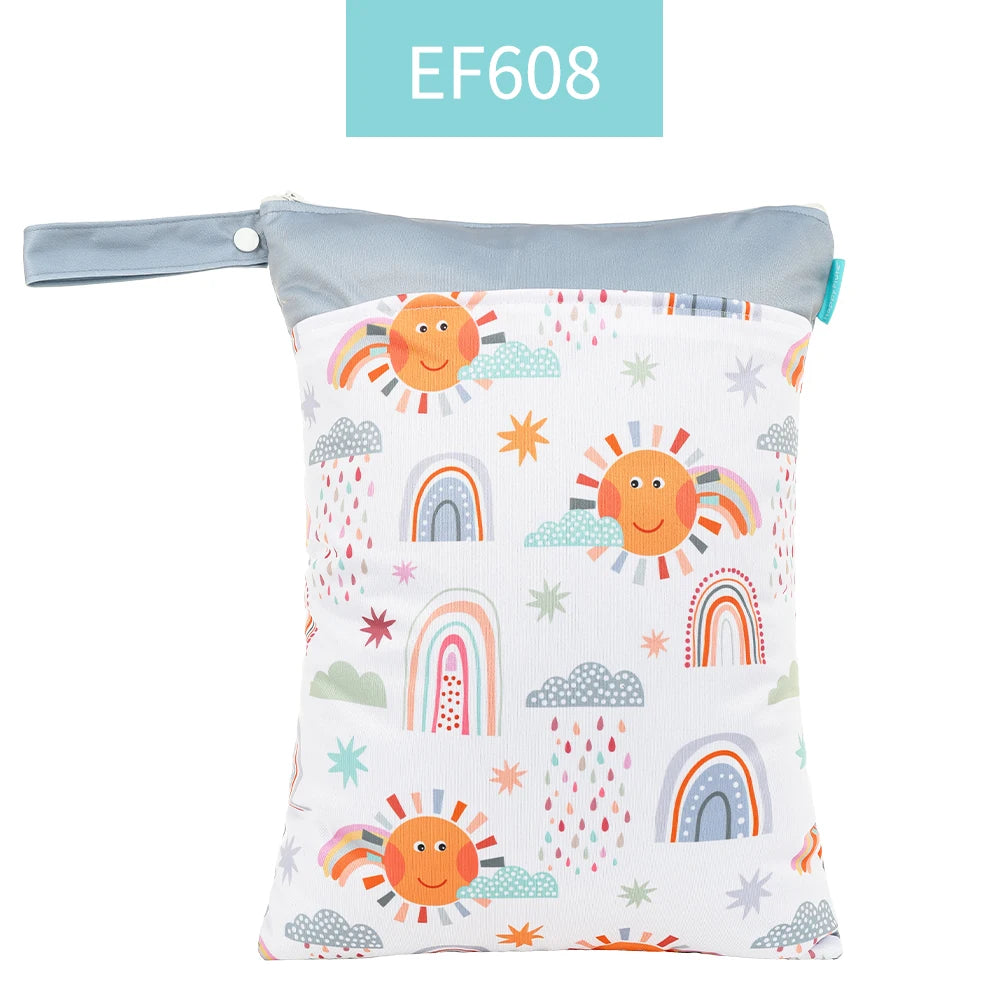 LITTLE ONE_ Wetbag For Baby Diapers Nappies Waterproof Reusable Diaper Bag With Two Zipper 30cmx40cm