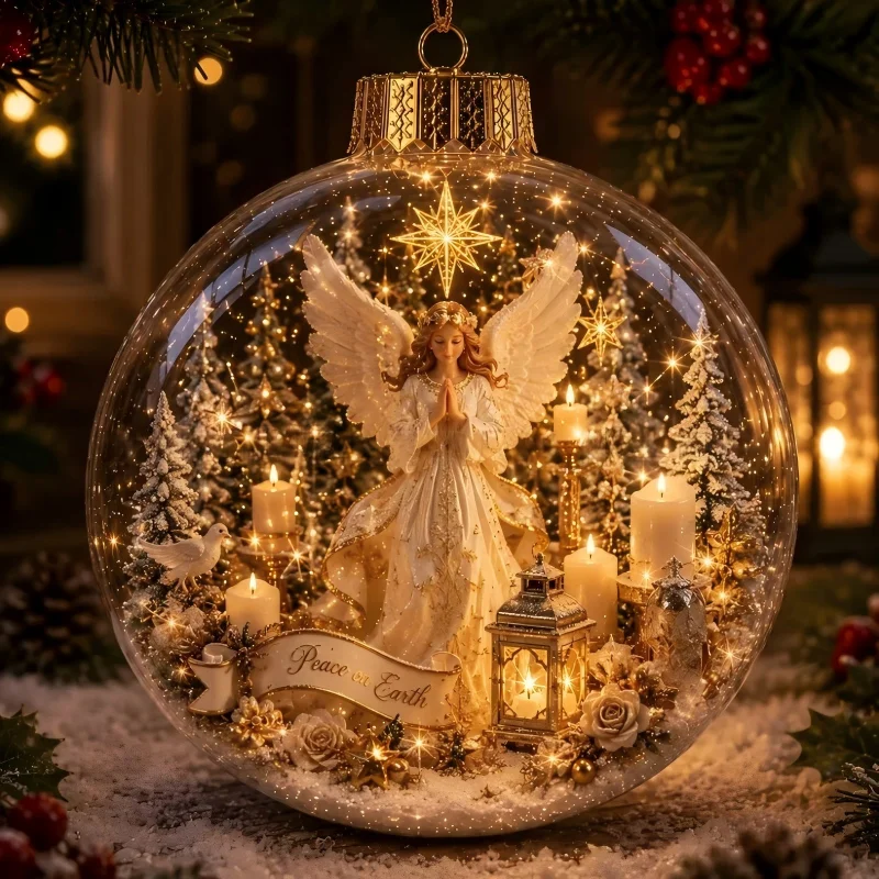 3D Christmas Snow Globe Ornament Xmas Tree Santa Snowman