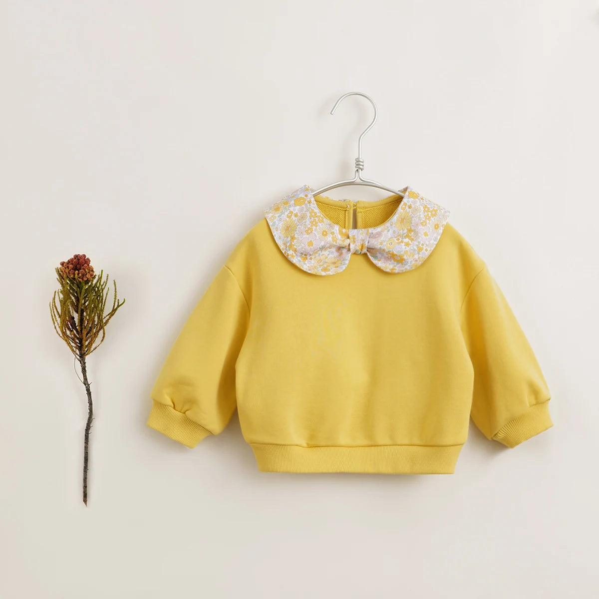 PRETTY _Girls Cotton Floral Bow Lapel Sweatshirt for Spring French Series