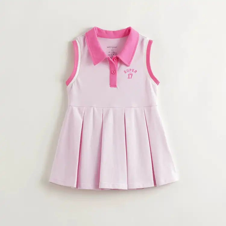 MARY_ Girls Printed Sleeveless Breathable Sports Polo Dress