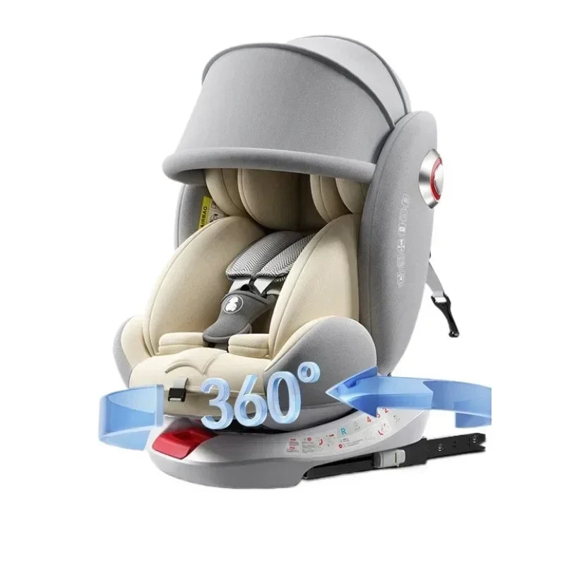 Little one _360° Rotating Child Car Safety Seat 0-12 Years Old Growth Safety Seat with Footrest and Sunshade ISOFIX Steel Interface