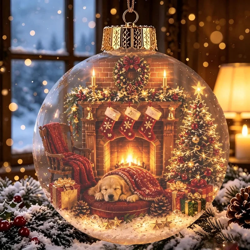 3D Christmas Snow Globe Ornament Xmas Tree Santa Snowman