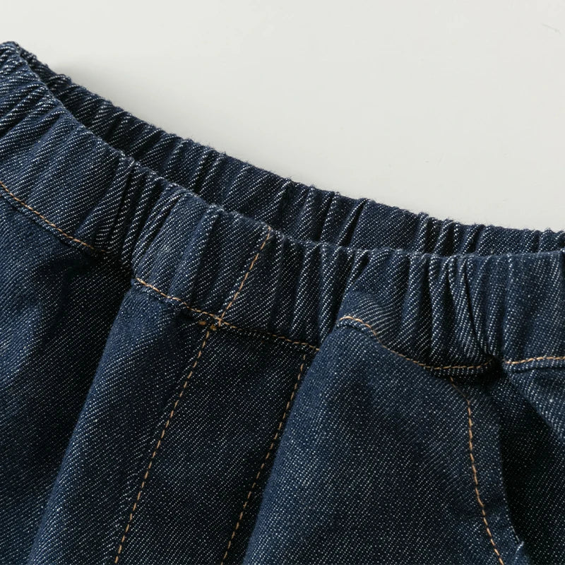 JOY_  Children Pants Solid Color Straight Jeans