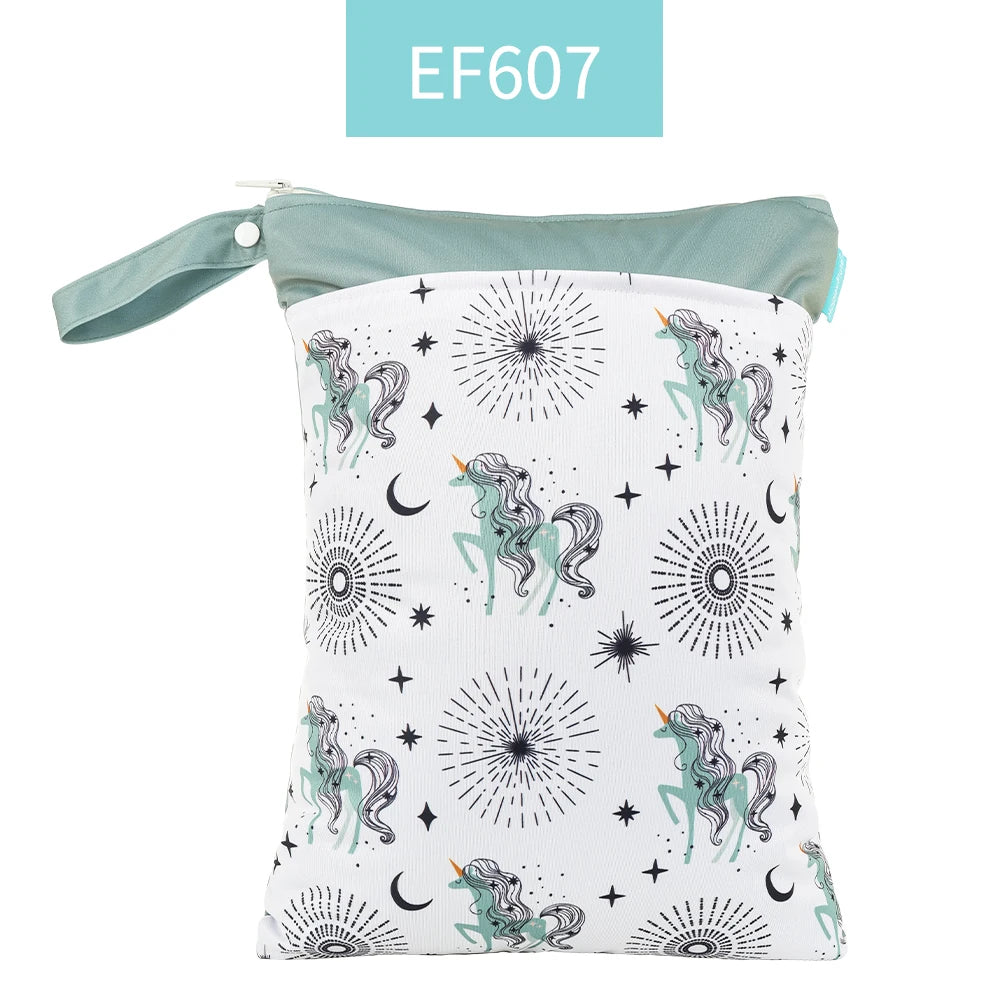LITTLE ONE_ Wetbag For Baby Diapers Nappies Waterproof Reusable Diaper Bag With Two Zipper 30cmx40cm