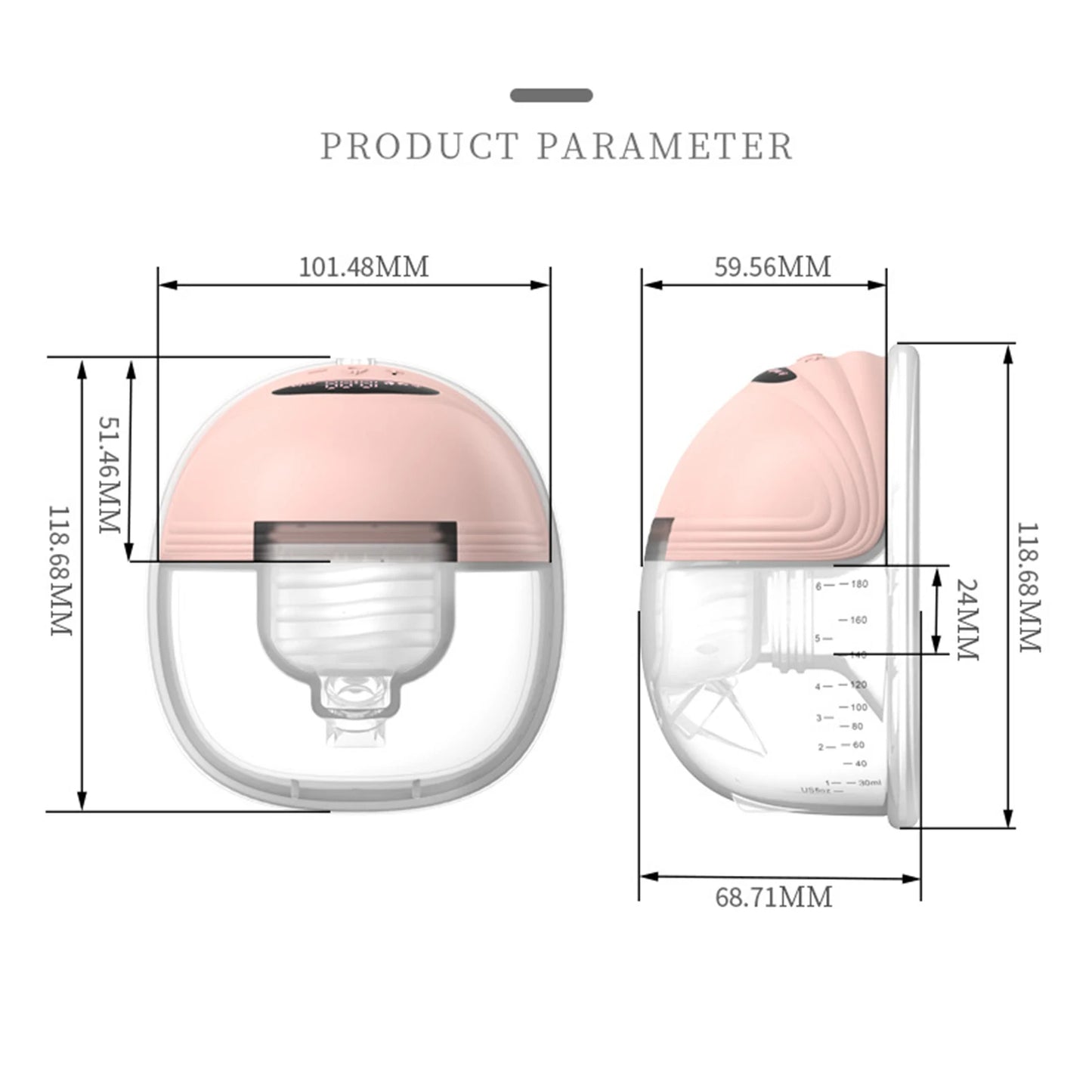 Little one_Portable Electric Breast Pump Wearable for Breastfeeding Hands Free 3 Modes 12 Suction Low Noise with 24mm Silicone Flange