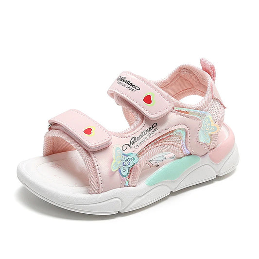 Little one_Girls Sandals Gladiator Cartoon Sweet Soft Children Beach Shoes