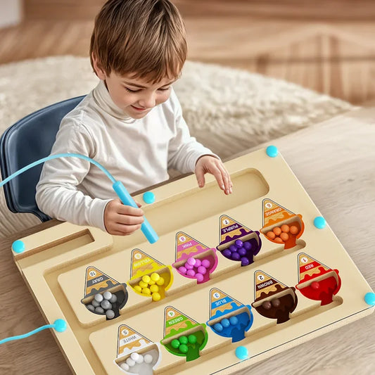 Magnetic digital bead magnetic maze toy