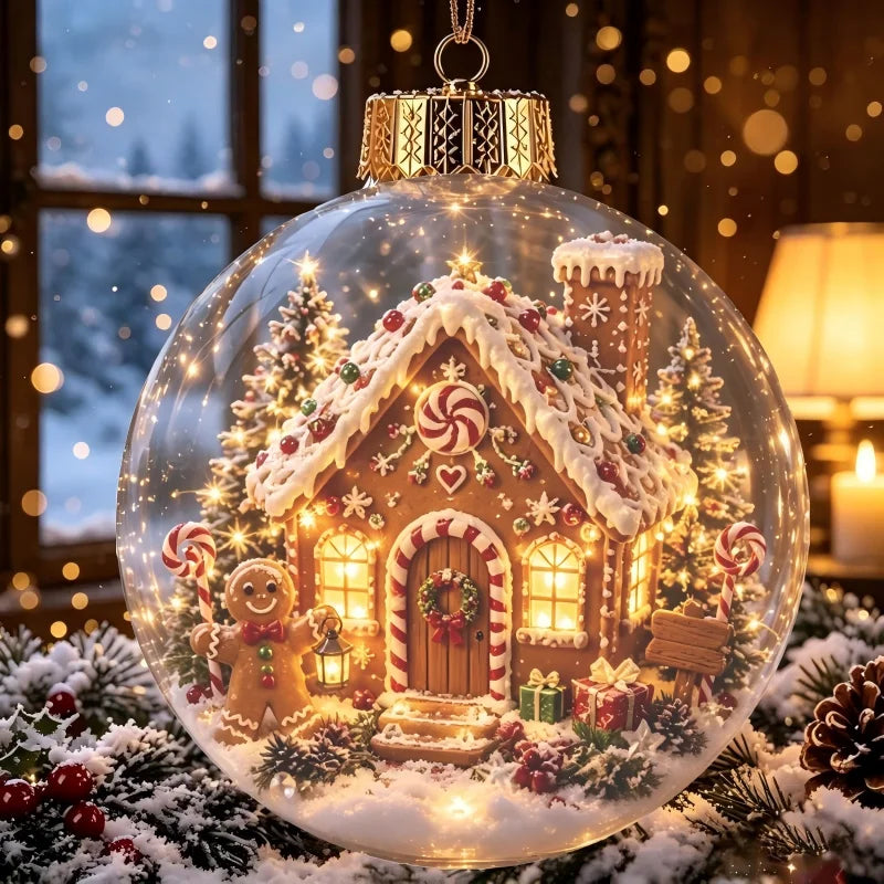 3D Christmas Snow Globe Ornament Xmas Tree Santa Snowman