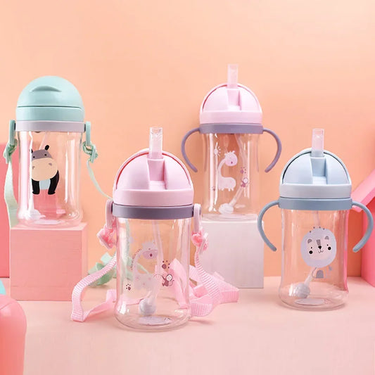 Bird_250/350ml Baby Feeding Cup with Straw Children Learn Feeding Drinking Bottle Kids Training Cup with Straw