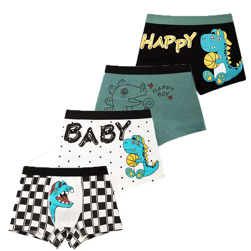 Bird_4 Pcs/Lot Children Panties Cotton Underwear For Boys 3-14 Years
