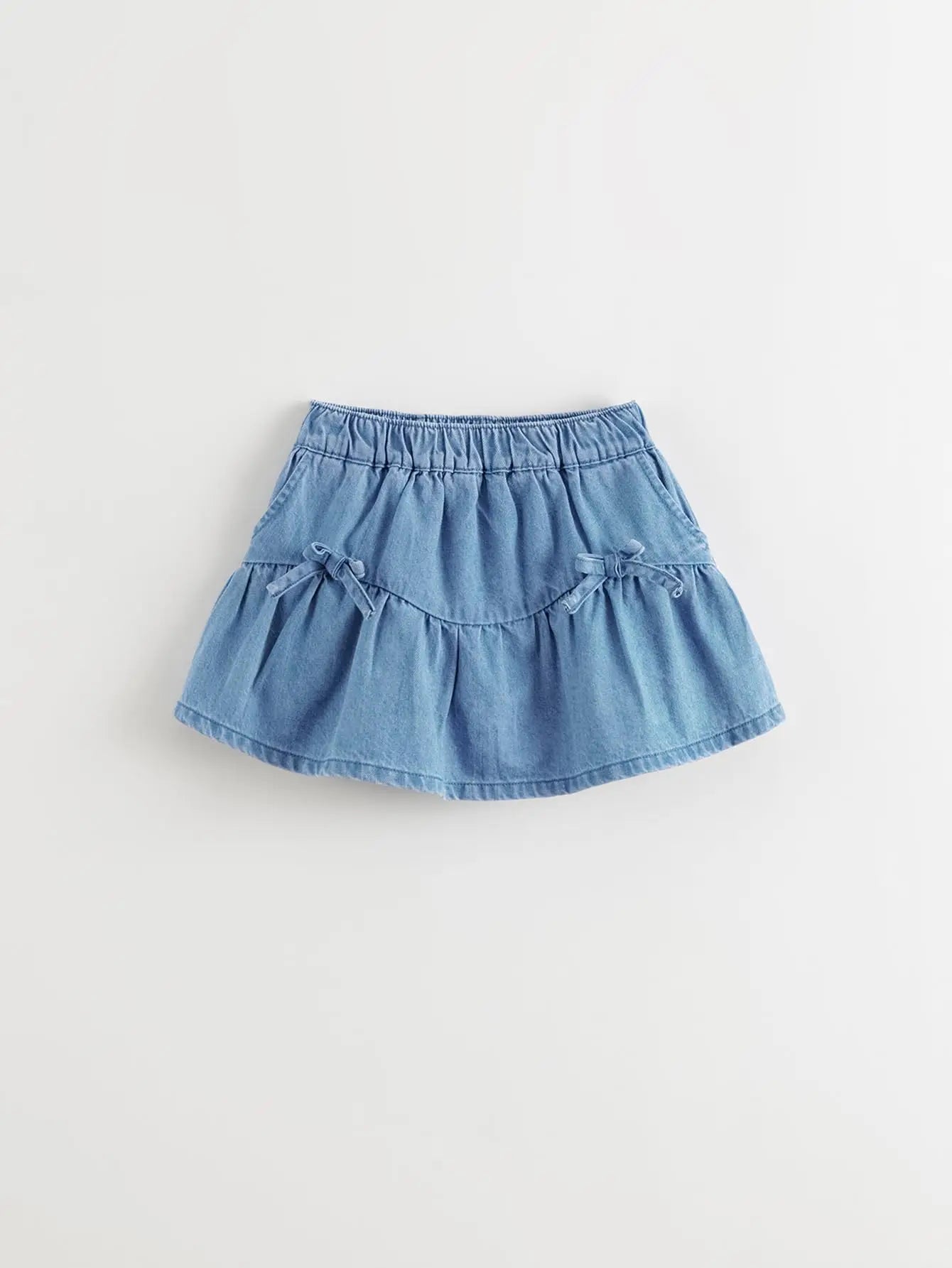 Bird_ Girls Sweet Bow Denim Skirts For Summer