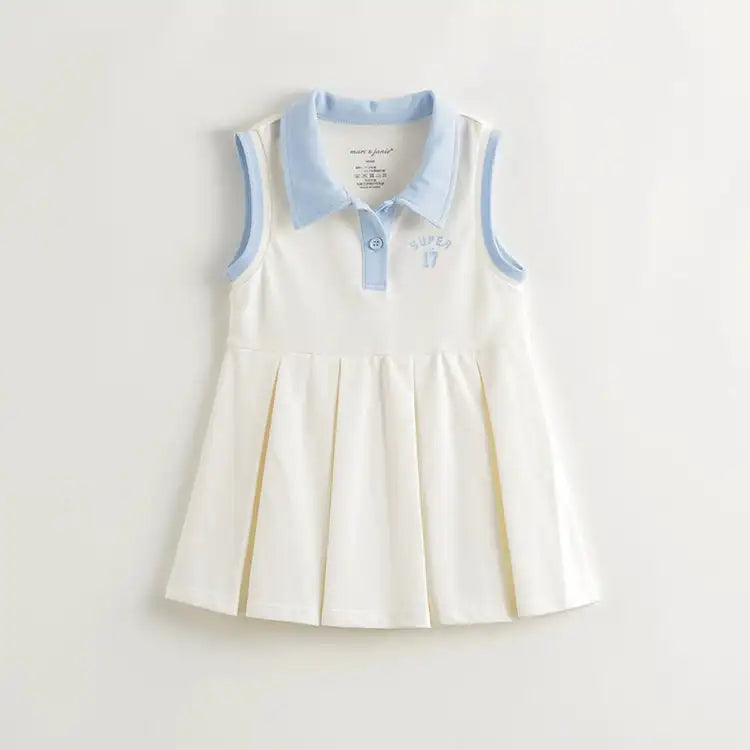 MARY_ Girls Printed Sleeveless Breathable Sports Polo Dress