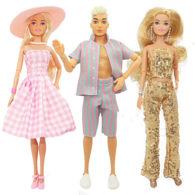 Barbei _New 30cm Height Female/ Male Doll with Clothes Suit Dress Up Toys for Children