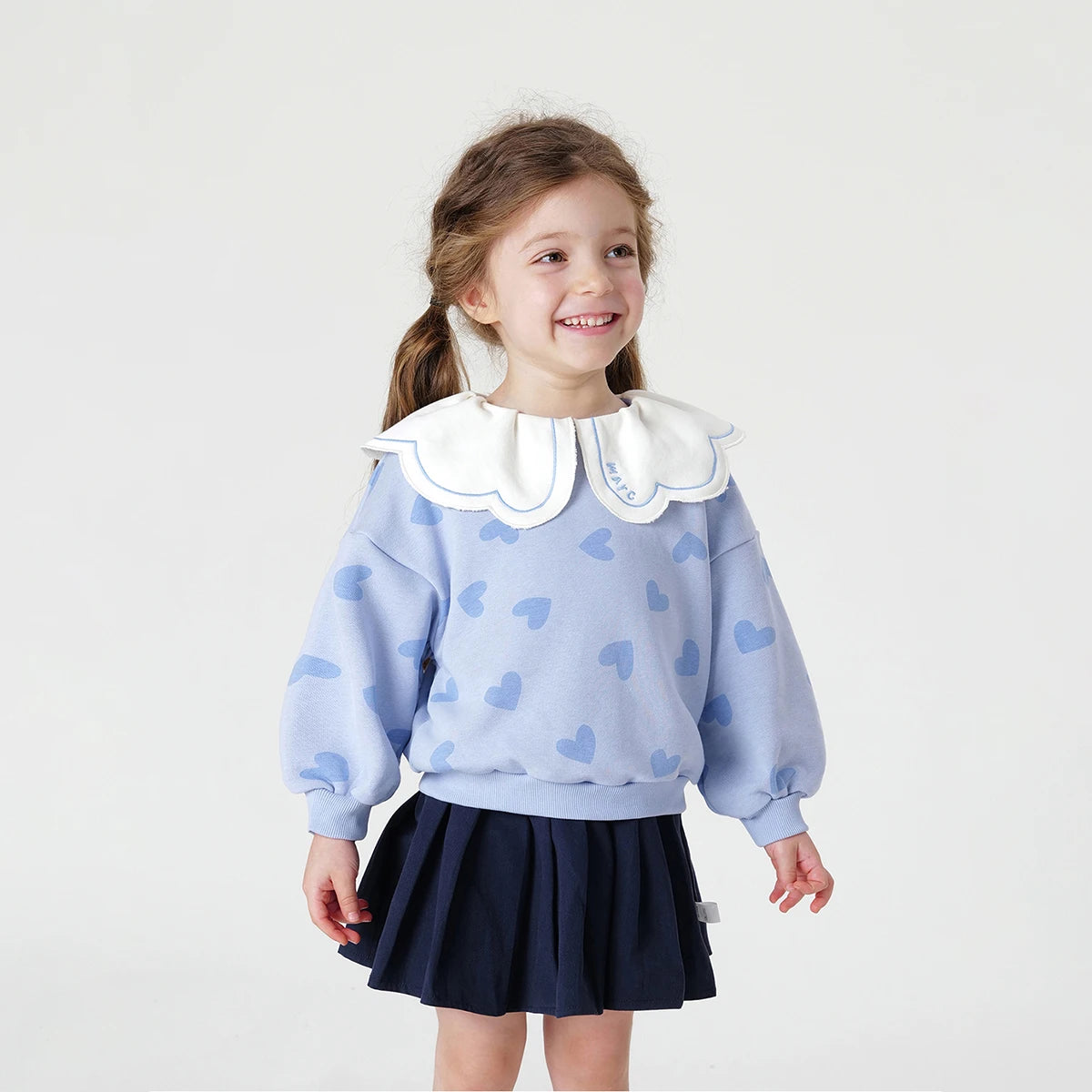 JOY _Baby Girls Lapel Collar Jacquard Print Sweatshirts for Spring & Autumn