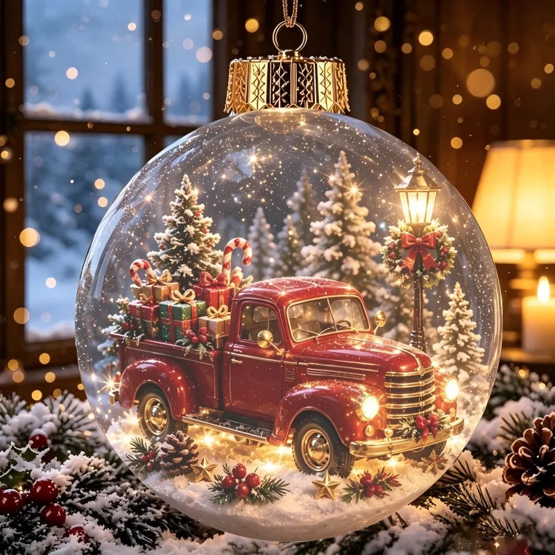 3D Christmas Snow Globe Ornament Xmas Tree Santa Snowman