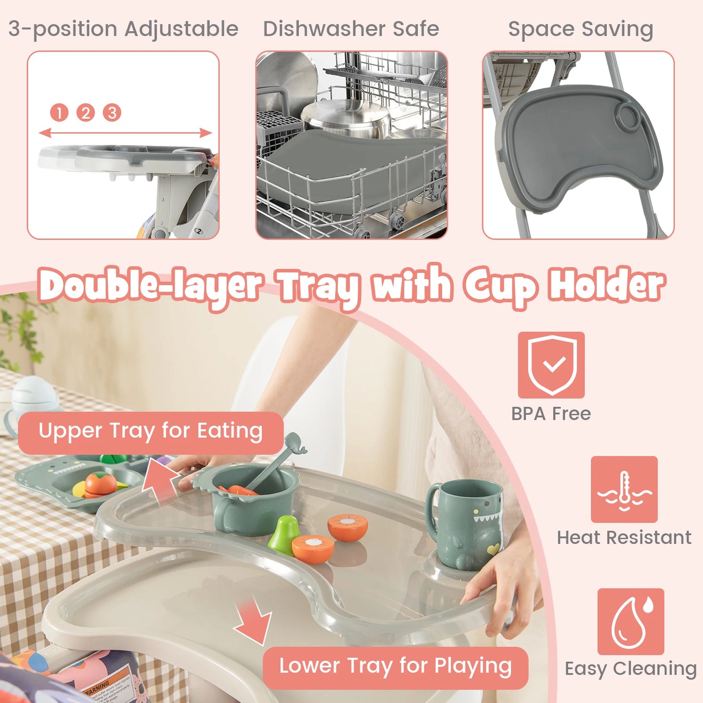 Bird_ Baby Highchair Height Adjustable Feeding Chair