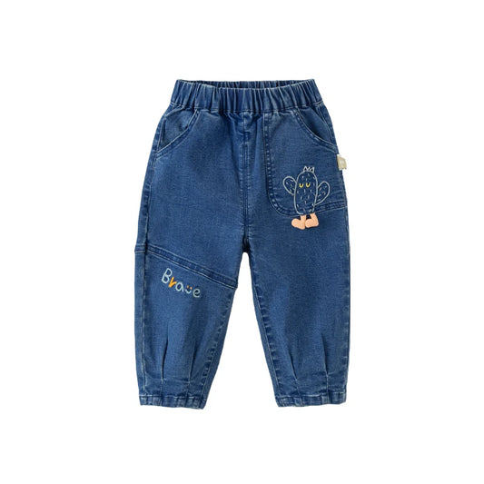 JOY_ Kids Clothes Spring Boys Blue Jeans Casual Solid Color Trousers