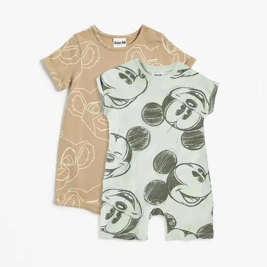 Jerry_2Pcs Mickey Mouse Printed Baby Rompers