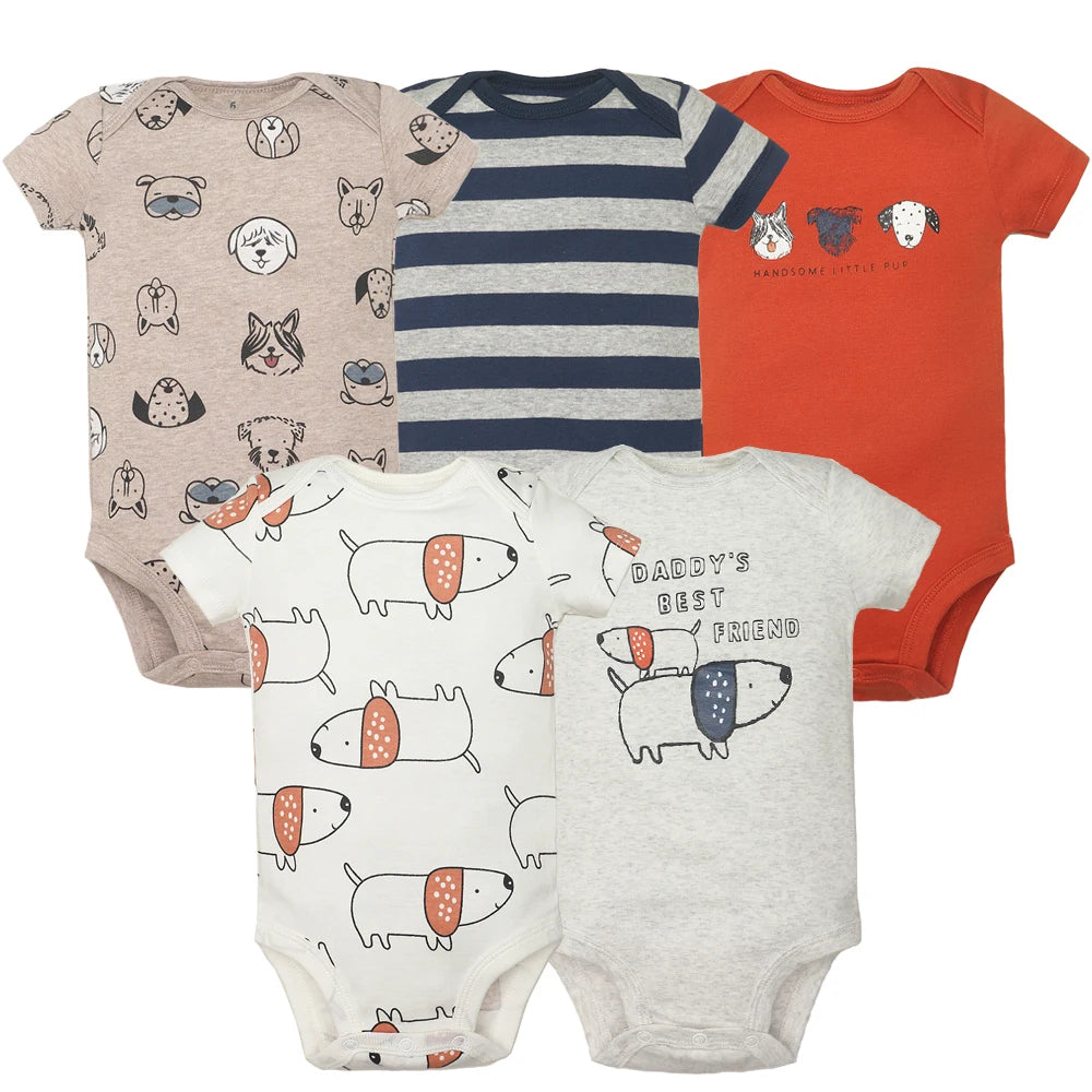 5PCS/Lot Baby Boys& Girls Bodysuits 100% Cotton