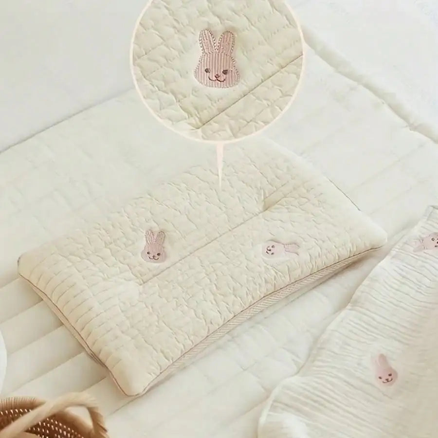 Joy _ baby embroidered bear quilted pillow