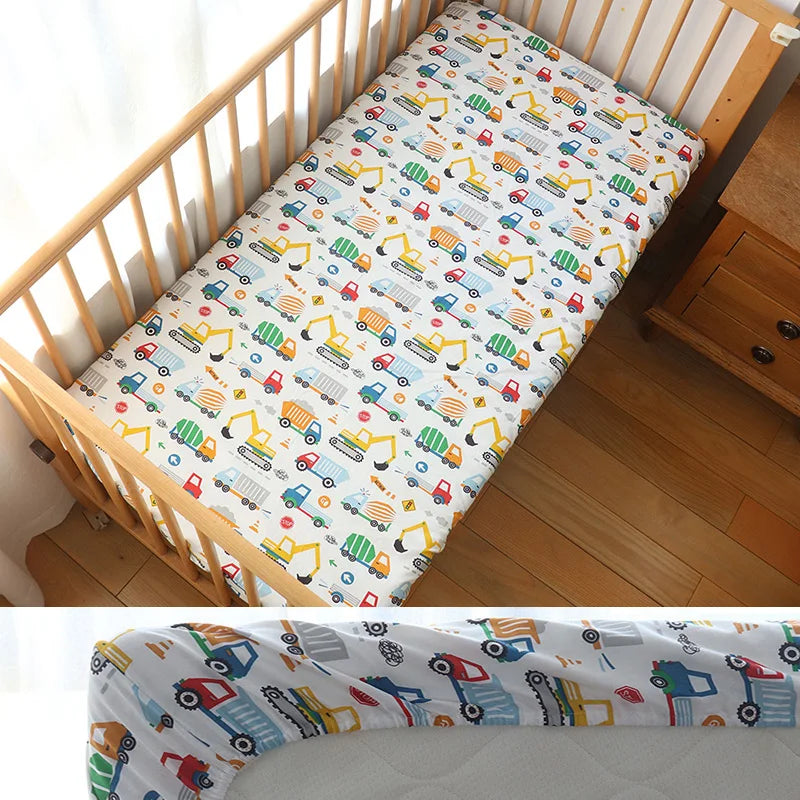 Little one_130x70cm 100% Cotton Baby Crib Fitted Sheet For Newborn