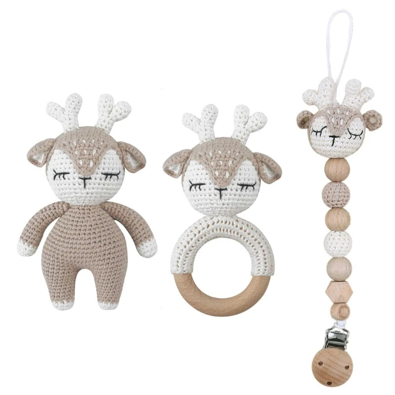 Joy_ Baby Pacifier Clips Teething Bracelets Crochet Elk Soother Holder Chain
