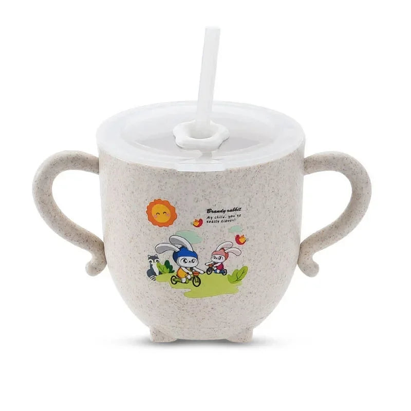 Bird_Baby Learning Water Cup Cartoon Elephant Shape Water Glass Leak-proof Baby Water Cup Bottle With Straws Children's Training Cup