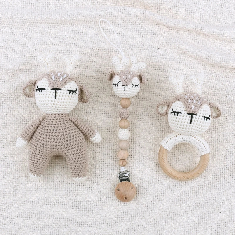 Joy_ Baby Pacifier Clips Teething Bracelets Crochet Elk Soother Holder Chain