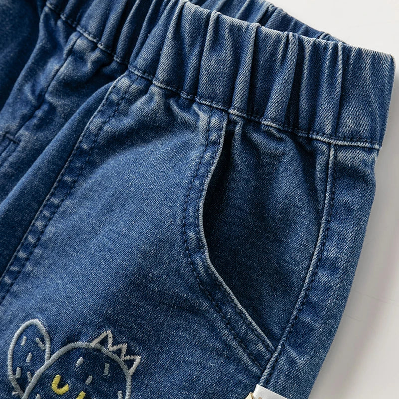 JOY_ Kids Clothes Spring Boys Blue Jeans Casual Solid Color Trousers