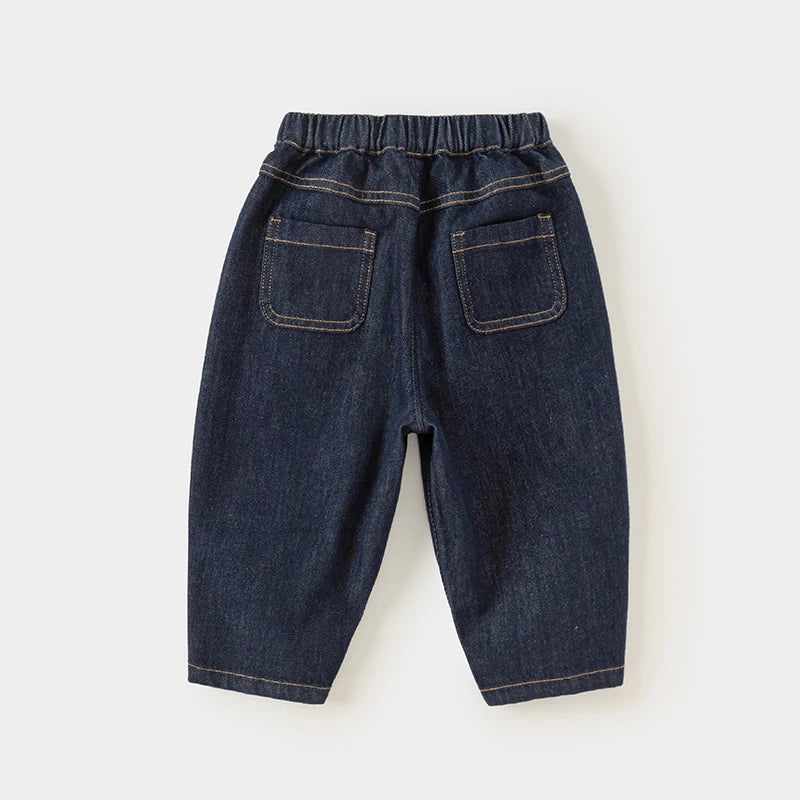 JOY_  Children Pants Solid Color Straight Jeans