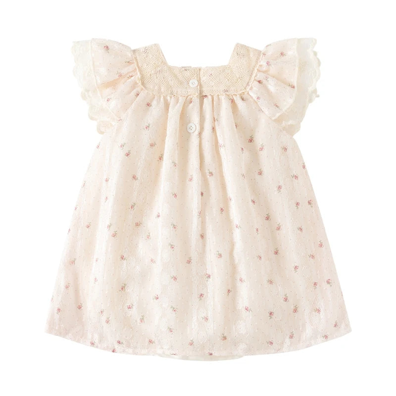 Flowry _Flying Sleeves Baby Dress for Girls