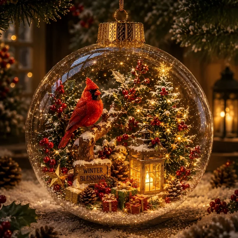 3D Christmas Snow Globe Ornament Xmas Tree Santa Snowman