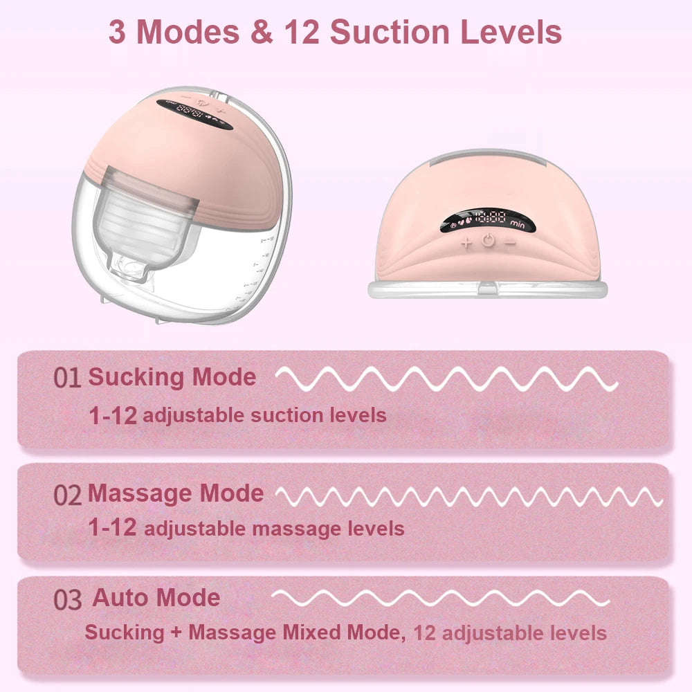 Little one_Portable Electric Breast Pump Wearable for Breastfeeding Hands Free 3 Modes 12 Suction Low Noise with 24mm Silicone Flange