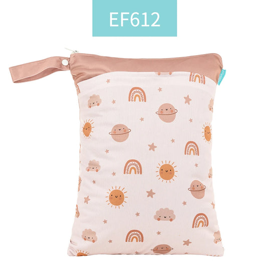 LITTLE ONE_ Wetbag For Baby Diapers Nappies Waterproof Reusable Diaper Bag With Two Zipper 30cmx40cm