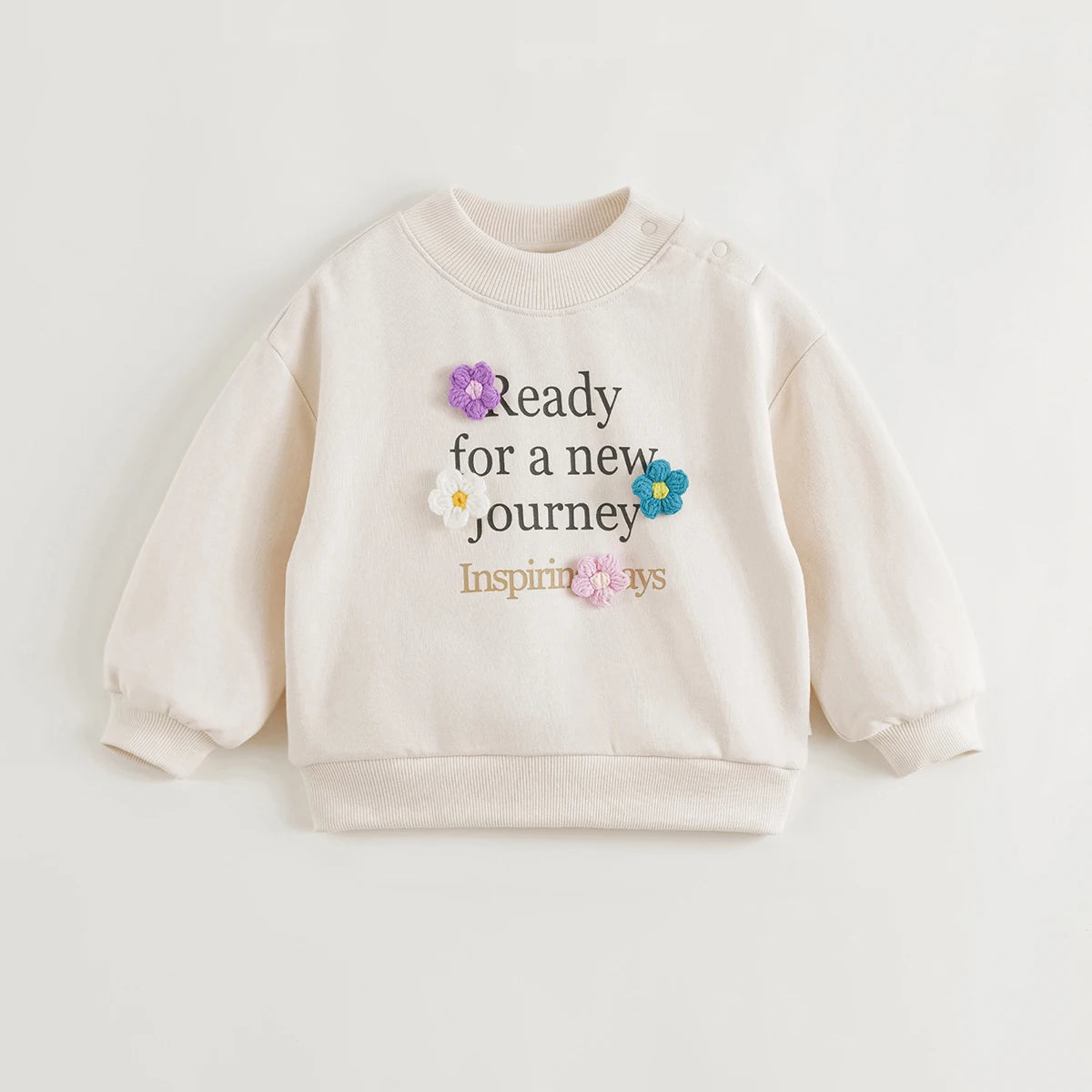 MARY_ Girls 3D Flower Loose Long Sleeve Sweatshirt