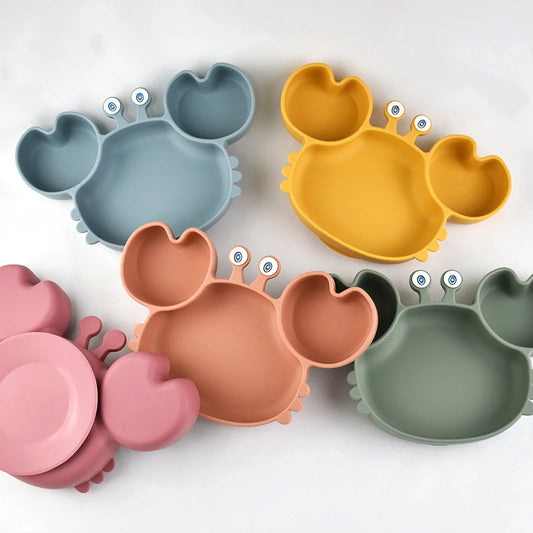 little one _Baby Safe Silicone Dining Plate Suction Cartoon Children Dishes