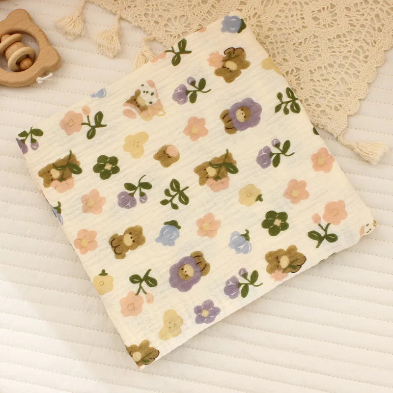 Joy_Cotton Muslin Cute Cartoon Printing Baby Swaddle Blanket