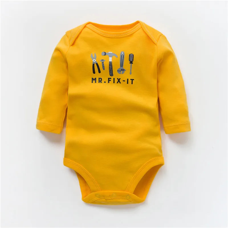 Cartoon Long Sleeve Baby Boy Bodysuits