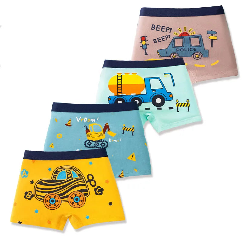 Bird_4 Pcs/Lot Children Panties Cotton Underwear For Boys 3-14 Years