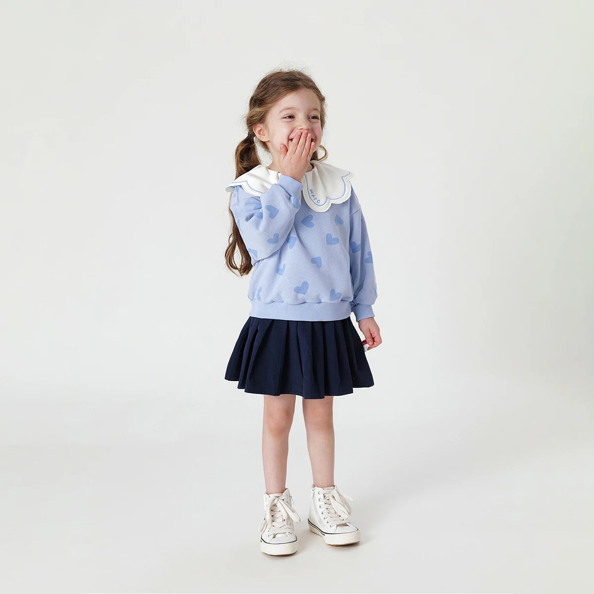JOY _Baby Girls Lapel Collar Jacquard Print Sweatshirts for Spring & Autumn