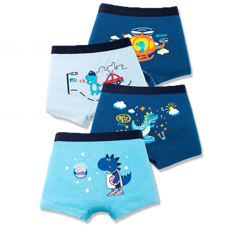 Bird_4 Pcs/Lot Children Panties Cotton Underwear For Boys 3-14 Years