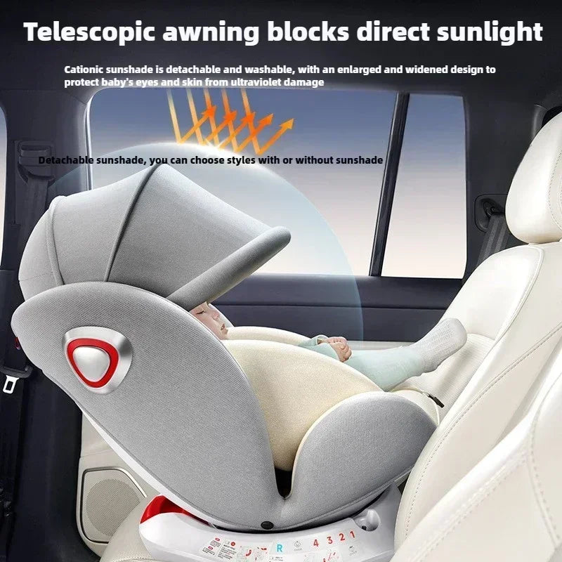 Little one _360° Rotating Child Car Safety Seat 0-12 Years Old Growth Safety Seat with Footrest and Sunshade ISOFIX Steel Interface