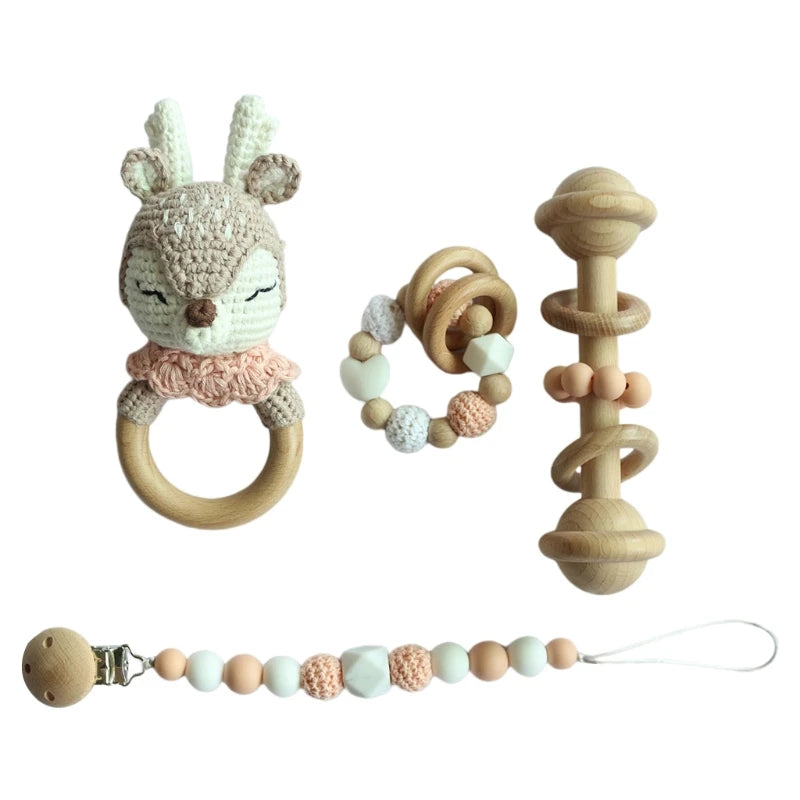 Joy_ Baby Pacifier Clips Teething Bracelets Crochet Elk Soother Holder Chain
