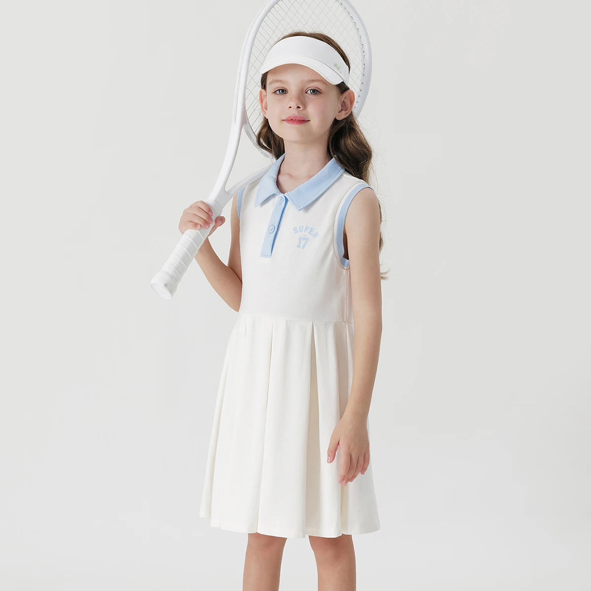 MARY_ Girls Printed Sleeveless Breathable Sports Polo Dress