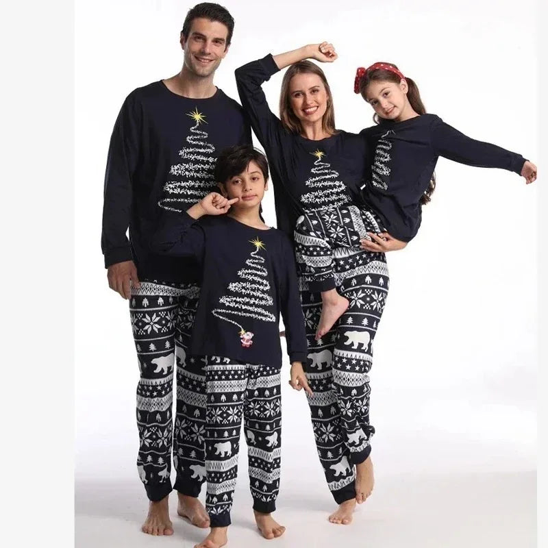 Family Christmas Pajamas Mom Dad Kids Matching Clothing Set Baby Romper Pjs