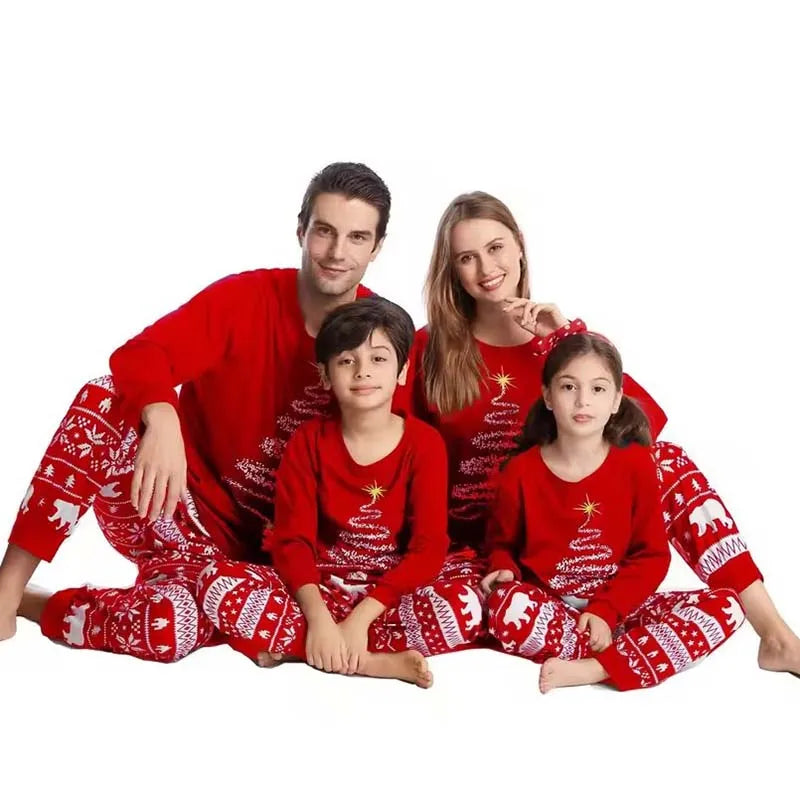 Family Christmas Pajamas Mom Dad Kids Matching Clothing Set Baby Romper Pjs