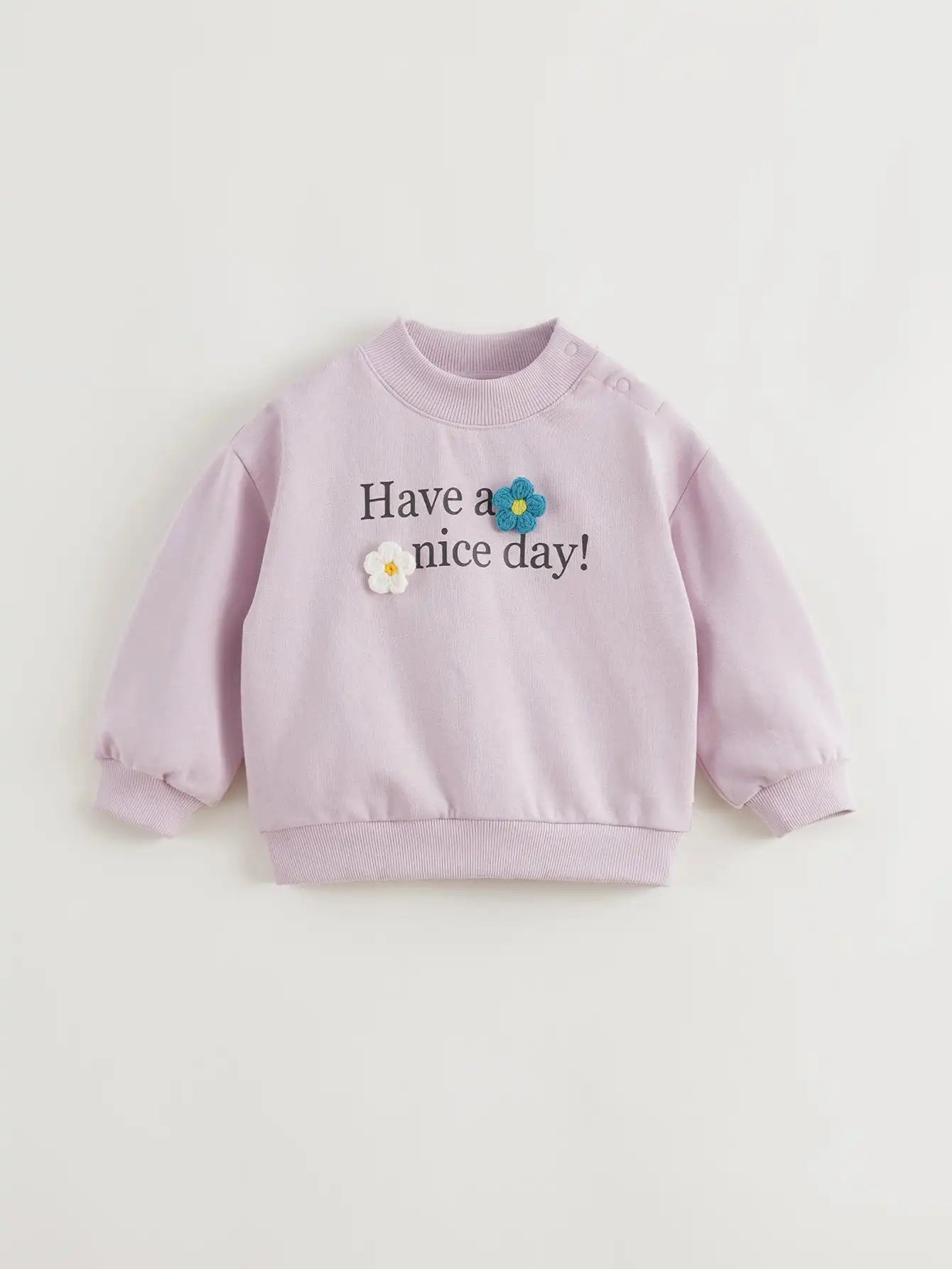 MARY_ Girls 3D Flower Loose Long Sleeve Sweatshirt