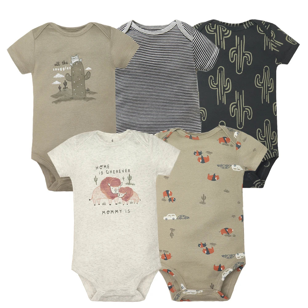5PCS/Lot Baby Boys& Girls Bodysuits 100% Cotton
