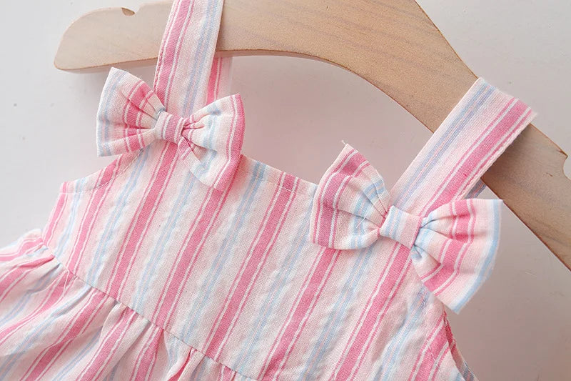 Summer  Bow Baby Girl Dress, Hat