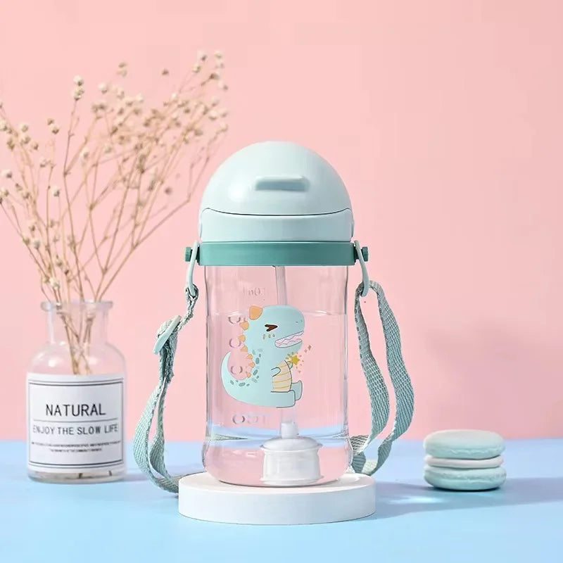 Joy_350ml Baby Bottles Drinking Cup Feeding Bottle with Straw Gravity Ball Wide-Caliber Kids Drinking Milk Water Dual-Use Bottle